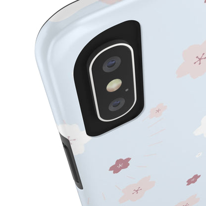 seamless cute lovely pink and white cherry blossom Tough Phone Cases