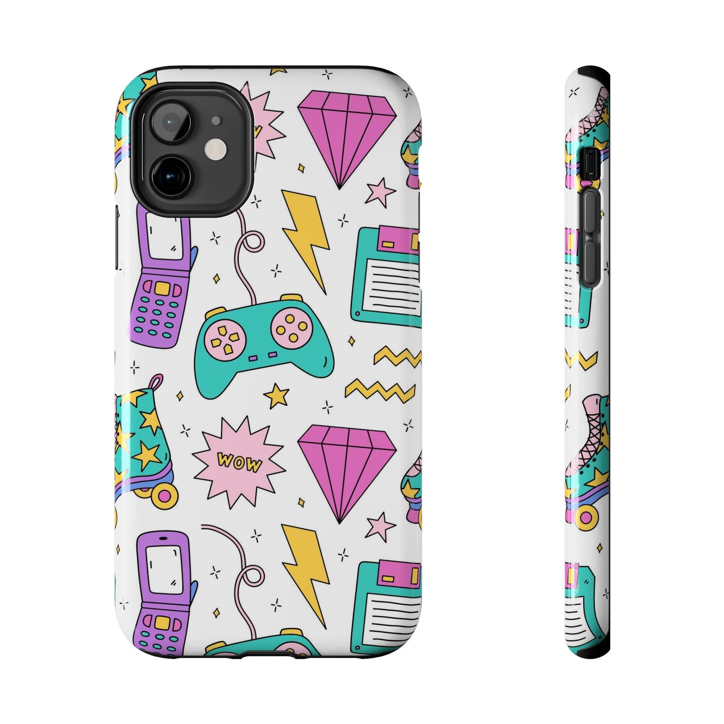 Bright seamless pattern with items from the nineties Tough Phone Cases iPhone 11