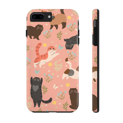 Seamless pattern of cute kittens and butterflies Tough Phone Cases iPhone 7 Plus, iPhone 8 Plus