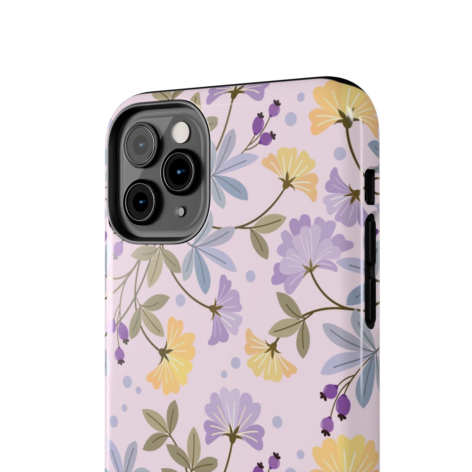 Blooming yellow and purple flowers Tough Phone Cases