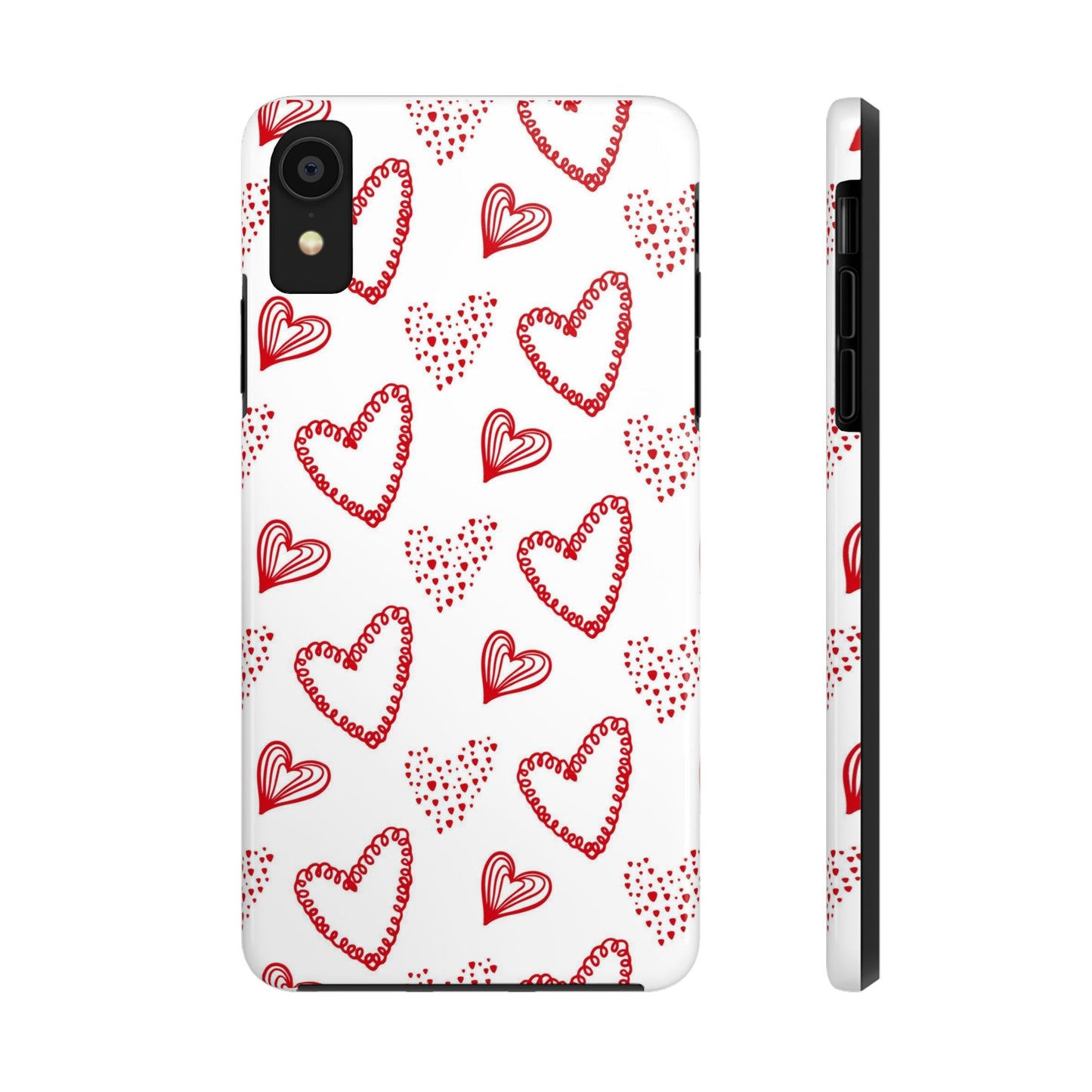 Cute hand drawn Valentine's hearts seamless pattern. Tough Phone Cases iPhone XR