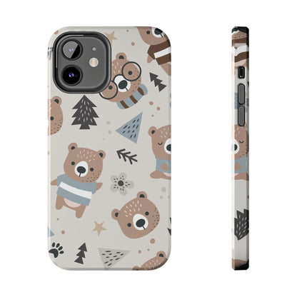 Scandinavian Teddy Bear Seamless Pattern Tough Phone Cases iPhone 12