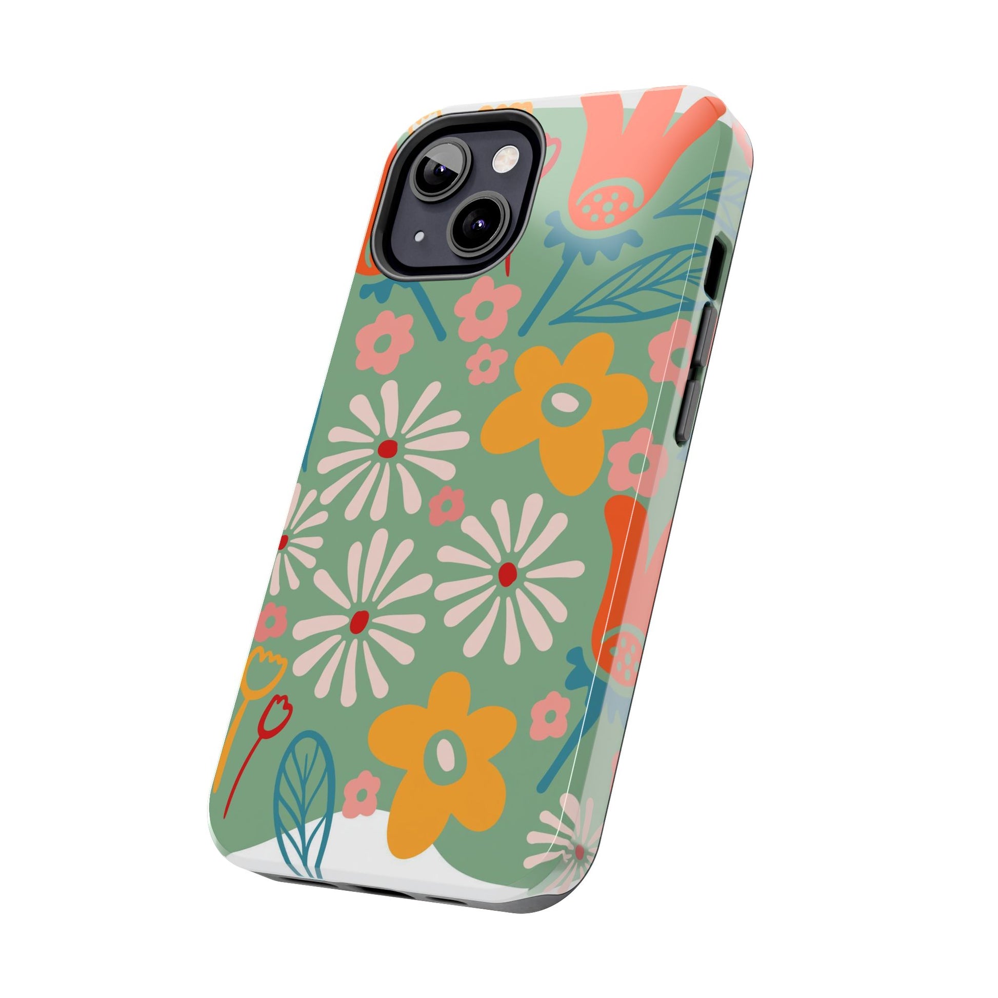 flowers in trendy retro Tough Phone Cases