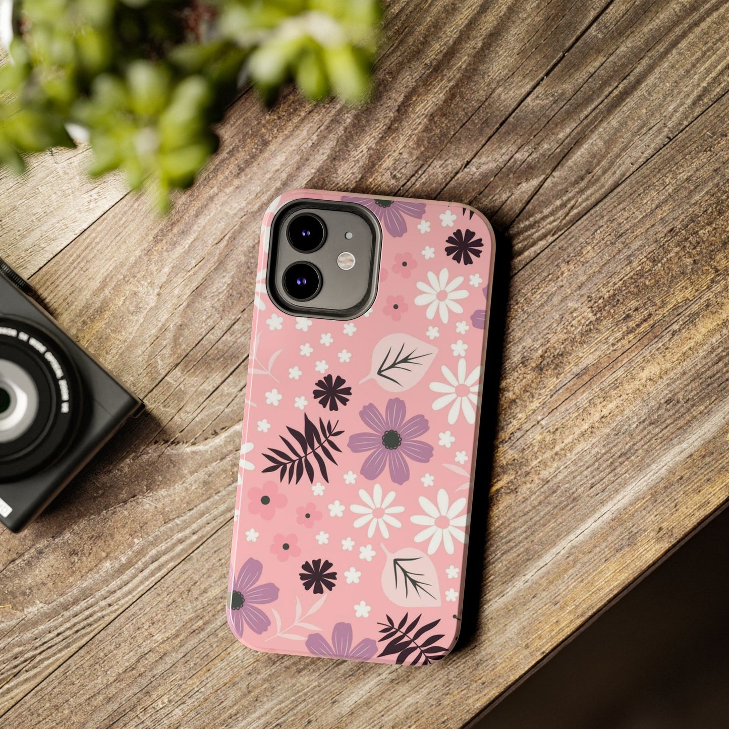 Seamless pink flourish pattern with field flowers tough phone case