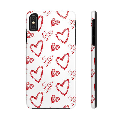 Cute hand drawn Valentine's hearts seamless pattern. Tough Phone Cases iPhone XS MAX