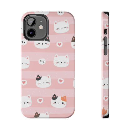 Seamless pattern with cute cats head cartoon Tough Phone Cases iPhone 12