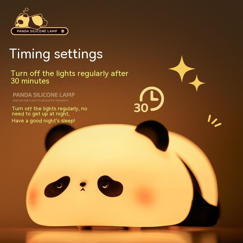 Panda Night Lights For Kids Cute Animal Silicone Timing Rechargeable Lamp Cartoon Panda Bedroom Decoration Kids Boys Girls Gift Chuanda Night Light