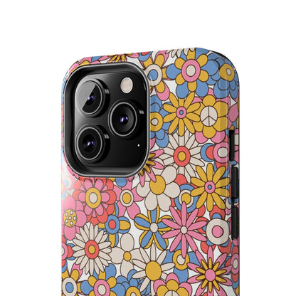 60s and 70s retro vintage flowers seamless Tough Phone Cases