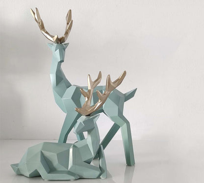 Deers Sculpture Resin Deer Statue Decoration Home Decor Statues Deer Figurines Modern Decoration Deers Table Ornament Green set