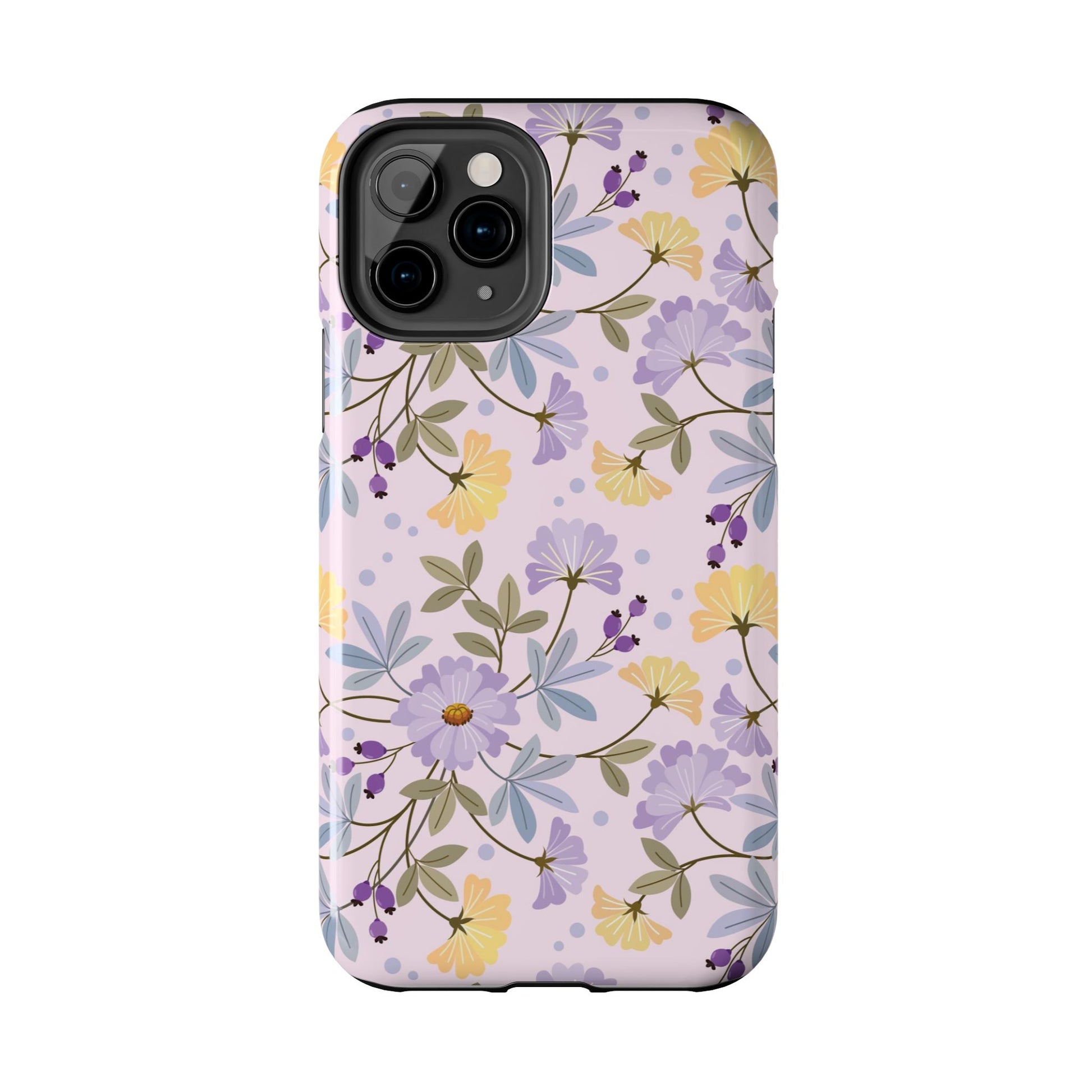 Blooming yellow and purple flowers Tough Phone Cases