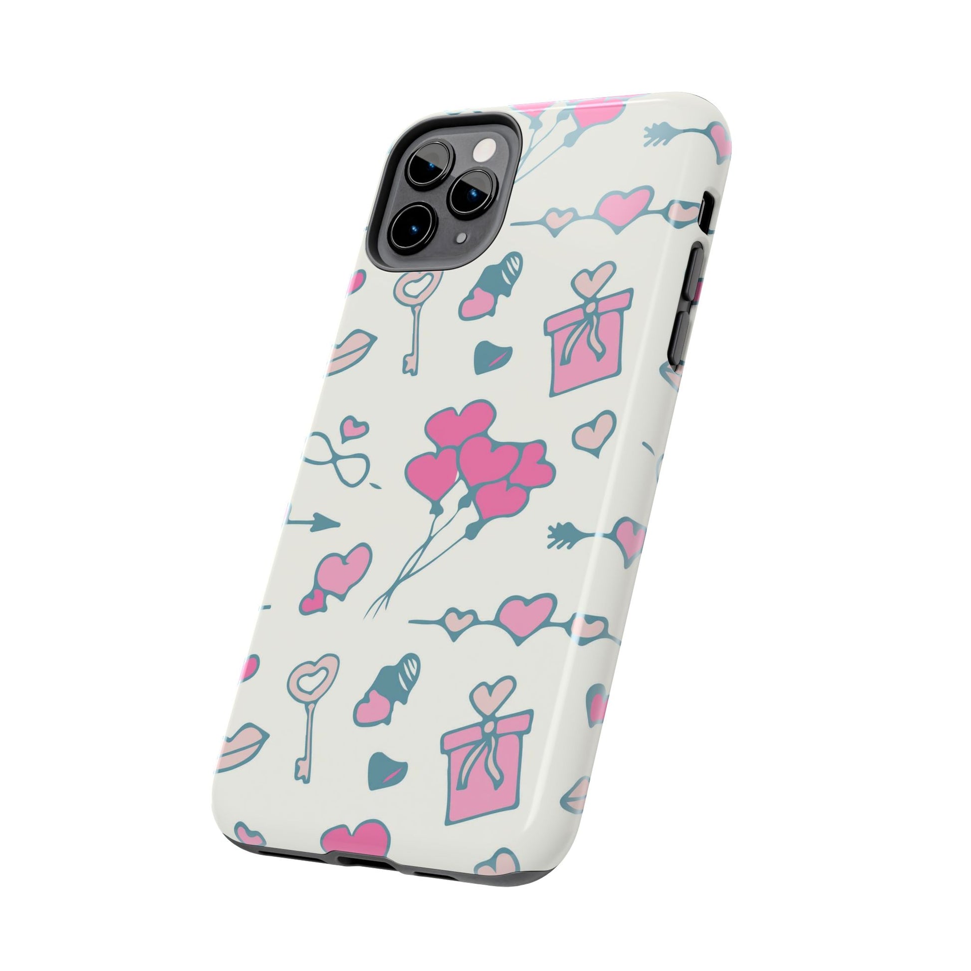 Pink seamless pattern with cute love doodles Tough Phone Cases