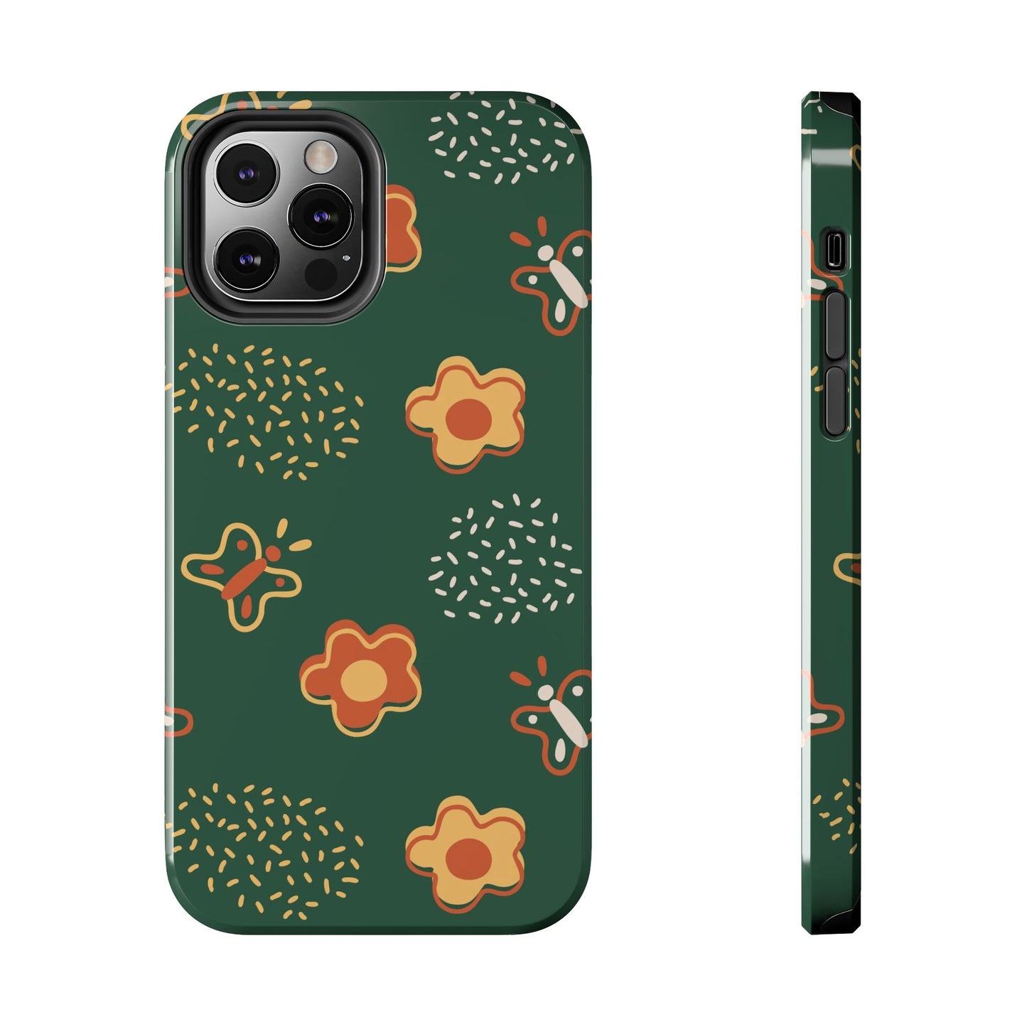 Seamless pattern with flowers and butterflies Tough Phone Cases iPhone 12 Pro