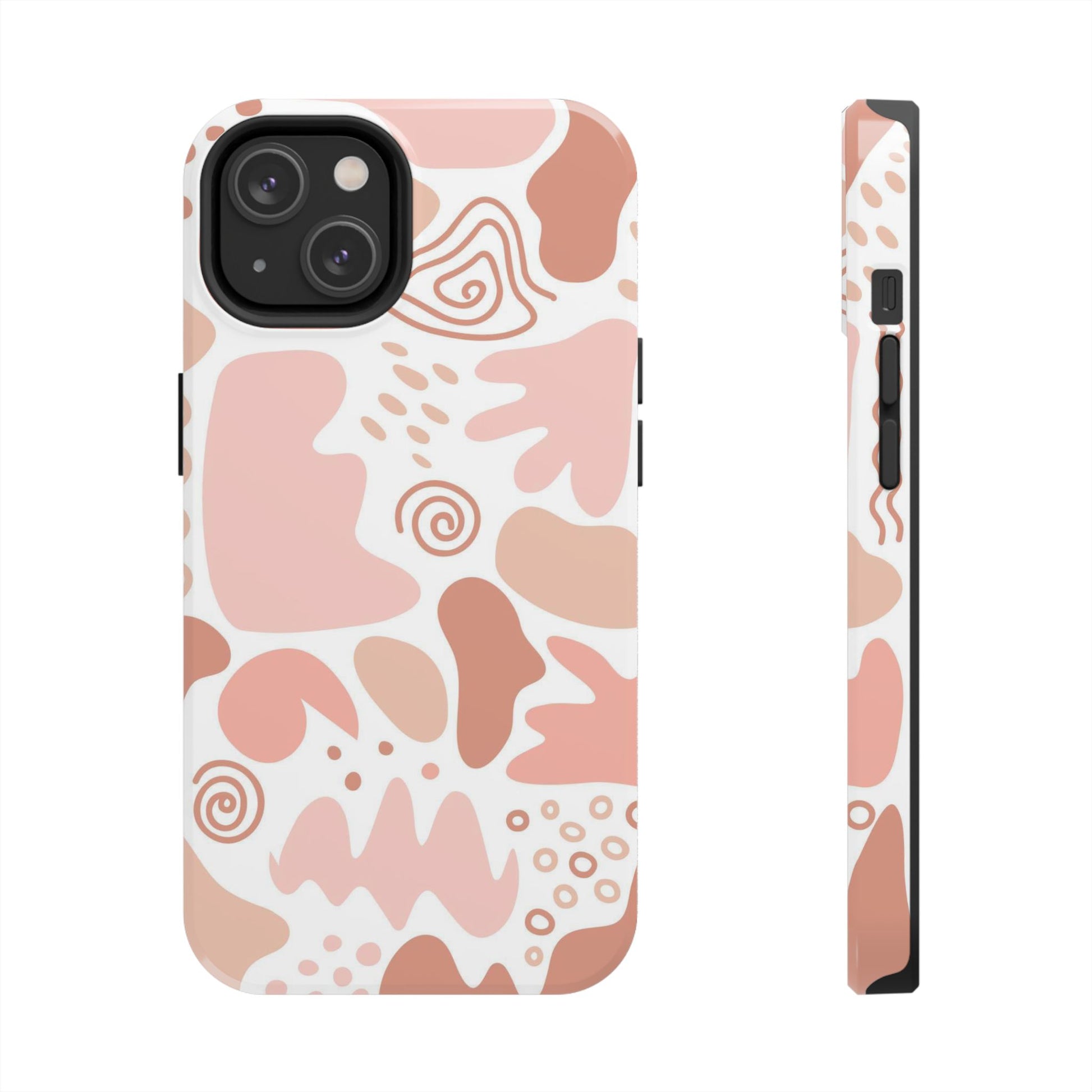 Set of organic abstract shapes in pastel colors. Pink and beige Tough Phone Cases iPhone 14