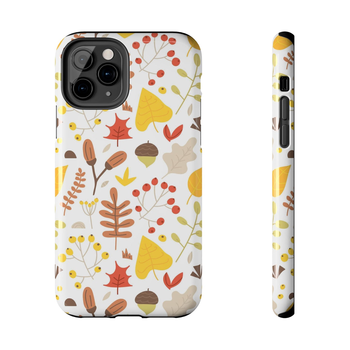 Autumn seamless pattern of leaves, twigs, acorns Tough Phone Cases iPhone 11 Pro