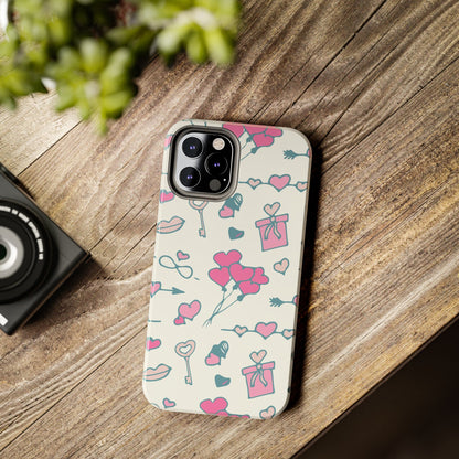 Pink seamless pattern with cute love doodles Tough Phone Cases