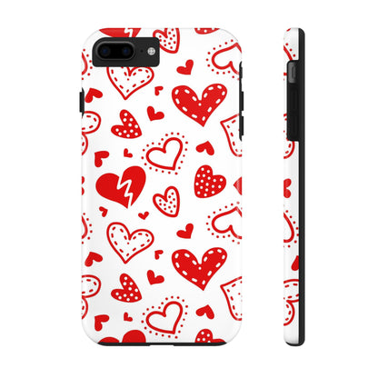 Seamless pattern of red hearts Tough Phone Cases iPhone 7 Plus, iPhone 8 Plus