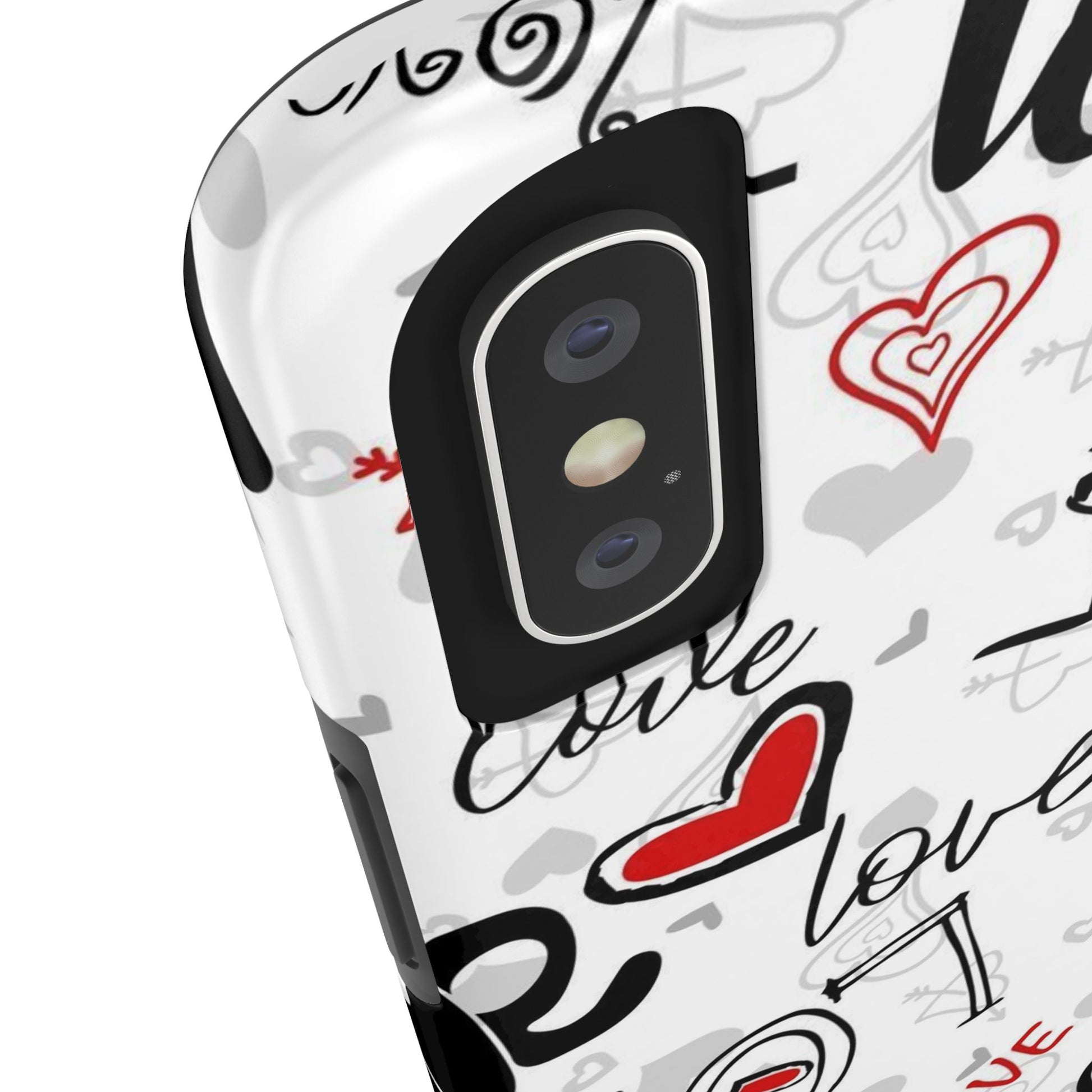 hearts with the words love Tough Phone Cases