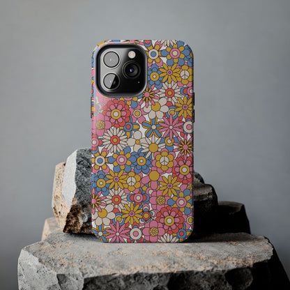 60s and 70s retro vintage flowers seamless Tough Phone Cases