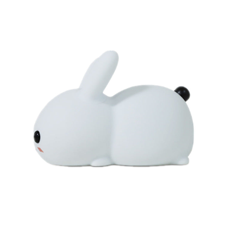 Rabbit LED Night Light Silicone Animal Cartoon Dimmable Lamp USB Rechargeable For Children Kids Baby Gift Bedside Bedroom White USB