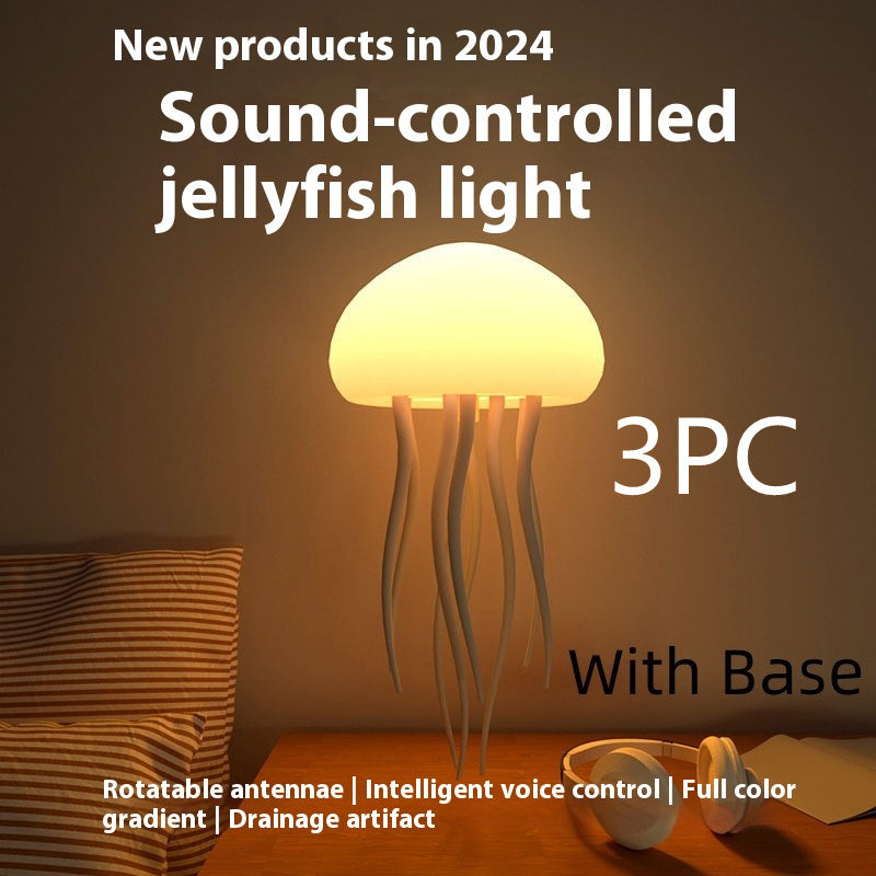 Jellyfish Mood Lamp LED Jellyfish Night Light Portable Jellyfish Lamp Jellyfish Decorations Smart Table Lamp For Bedside Desk Hanging With Base 3PCS