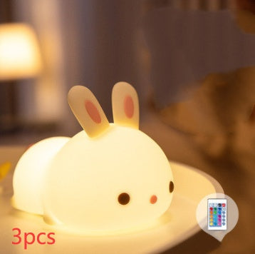 New Year'S Gift Rabbit Silicone Lamp Pat Feeding Creative Night Light Children'S Toys Basic remote control model 3PCS