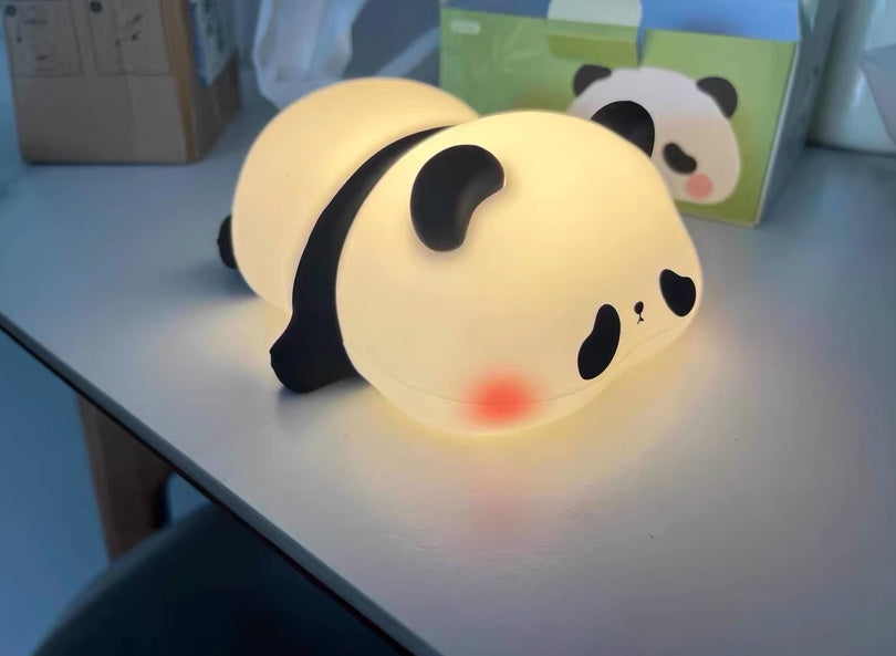 Cute Silicone Night Lights Sheep Cartoon Bedroom Lamp For Children's Room Decor Rechargeable Timing Dimming Sleep Night Light Panda USB