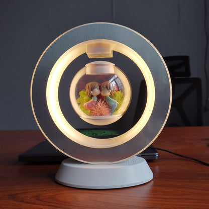 Valentines Day Gift Heart Floating Table LED Night Light Magnetic Levitation Creatives Lamp Desk Lamp Home Decor Sweet lovers round bottom US With Bluetooth audio