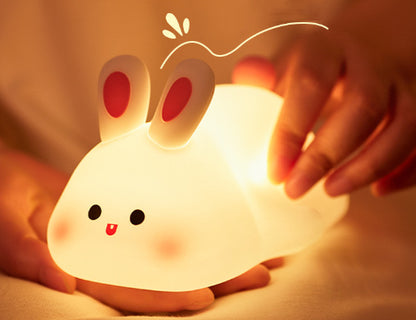 Cute Silicone Night Lights Sheep Cartoon Bedroom Lamp For Children's Room Decor Rechargeable Timing Dimming Sleep Night Light Rabbit USB