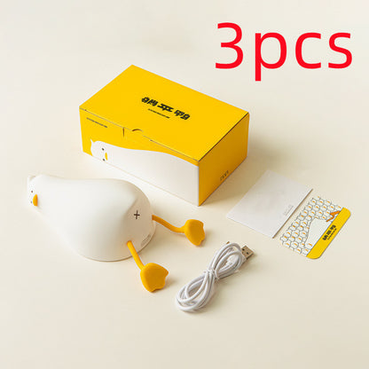 Lie Flat Duck Silicone Night Light Children's Bedside Table Lamp LED Smart With Sleep Night Light Pat Dimming Atmosphere Table Lamp Gift 3pcs White USB