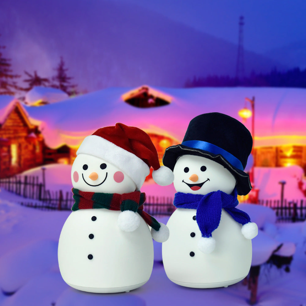 Christmas Snowman Music Night Light Rechargeable Portable Cute Silicone Small Night Lamp Durable Baby Toy Lamp Christmas Gift