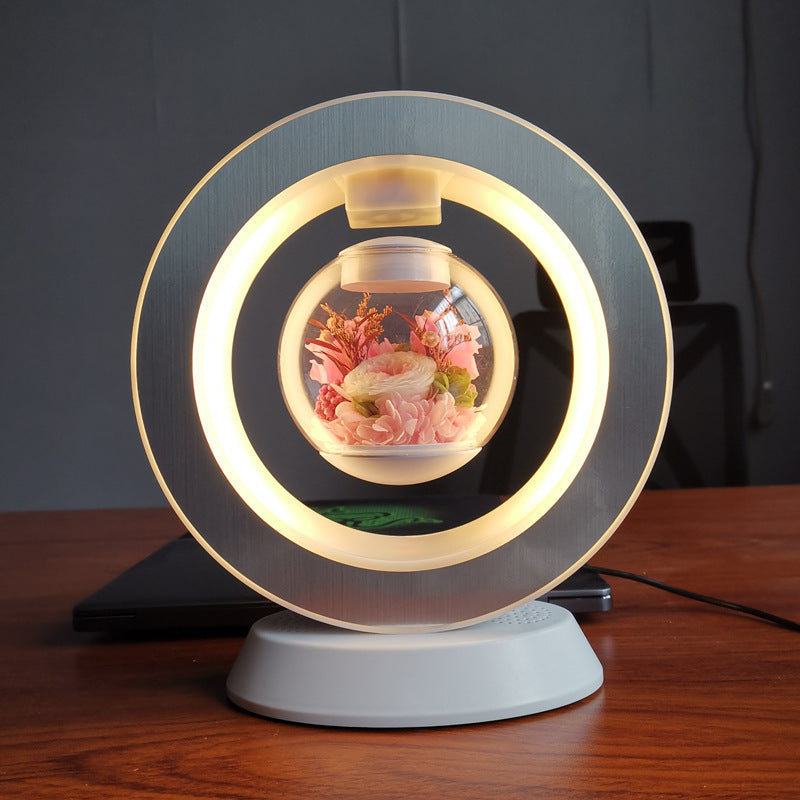 Valentines Day Gift Heart Floating Table LED Night Light Magnetic Levitation Creatives Lamp Desk Lamp Home Decor Pink Rose round bottom US With Bluetooth audio