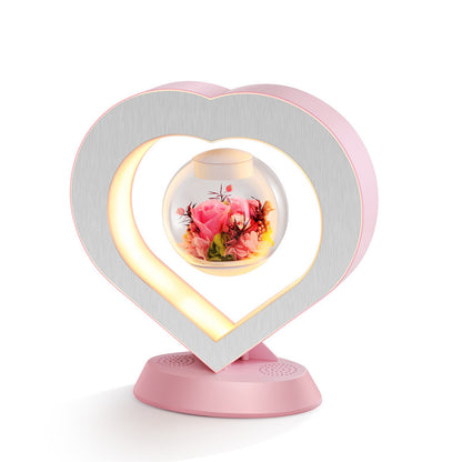 Valentines Day Gift Heart Floating Table LED Night Light Magnetic Levitation Creatives Lamp Desk Lamp Home Decor Pink Rose US With Bluetooth audio