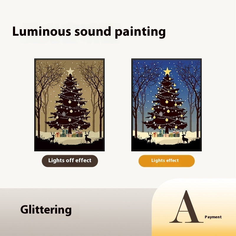 2024 New Luminous Speaker Christmas Tree Painting Bluetooth Speaker Desktop Ornament Gift Light And Shadow Art Lighting Shining 18x24 USB Plug In