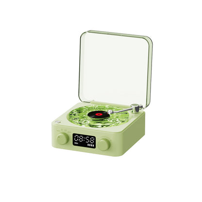 Retro Turntable Speaker Wireless Bluetooth-compatible 5.0 Vinyl Record Player Stereo Sound With White Noise RGB Projection Lamp Effect Green USB