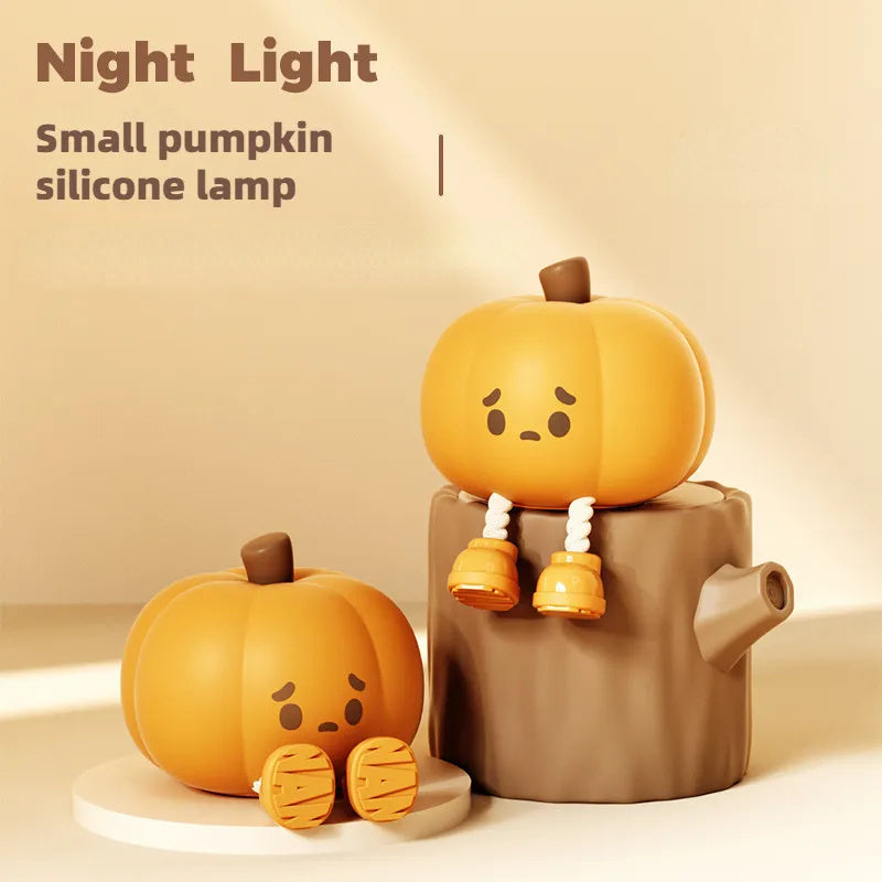 Home Decor Halloween Pumpkin Night Light Cute Soft Silicone Lamp Touch Dimmable Rechargeable Bedside Decor Light Kids Gifts Halloween Decorations