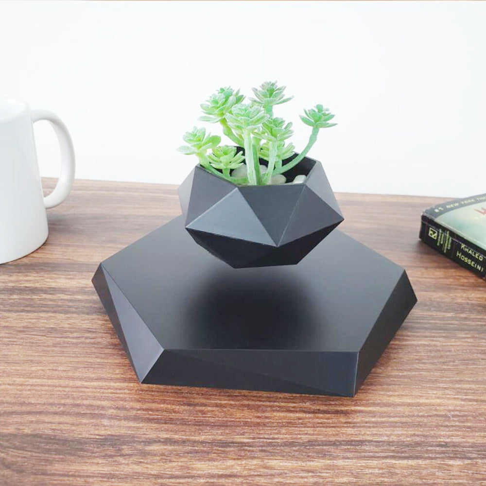 Floating Magnetic Levitating Flower Pot Bonsai Air Plant Pot Planter Potted For Home Office Desk Decor Creative Gift Black