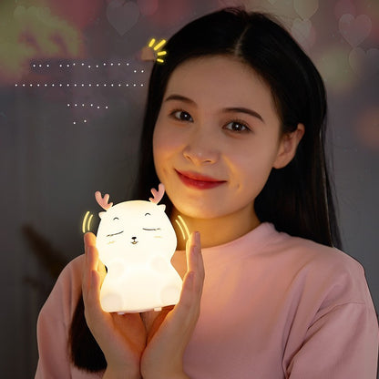 Deer Silicone Pat Lamp Nursing Seven-color Night Light