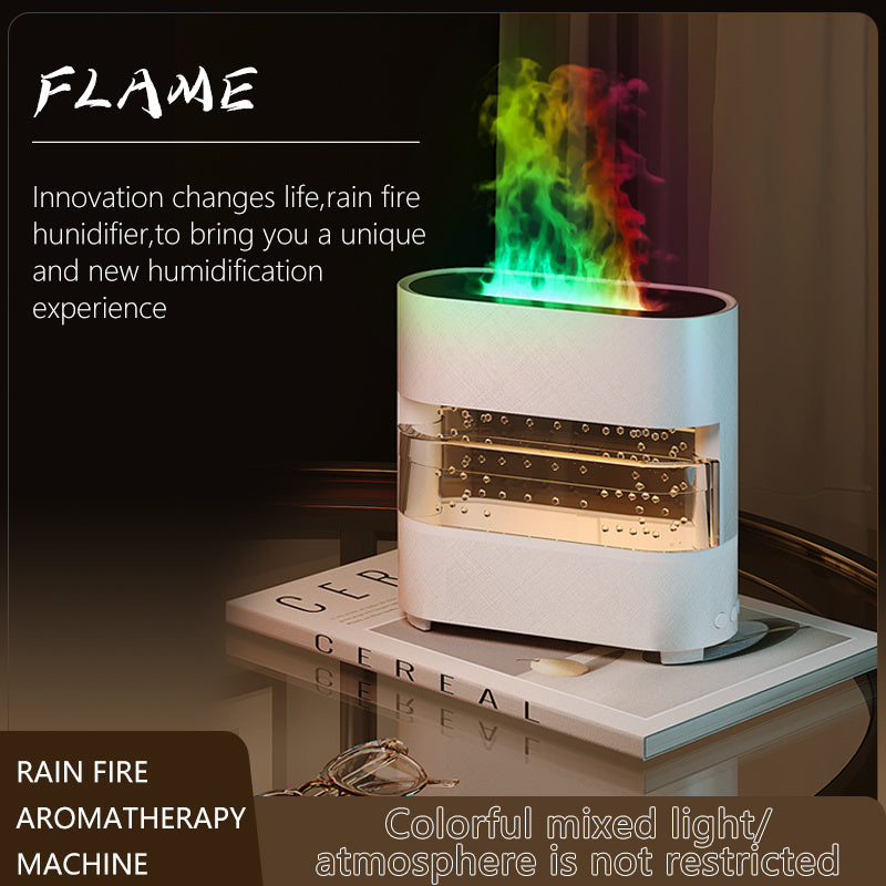 2024 New Products Rain Cloud Fire Humidifier Water Drip Novedades 2024 Rain Water Diffuser Fire Flame Humidifier Aroma Diffuser White USB