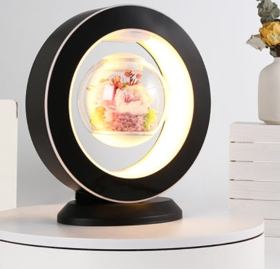 Valentines Day Gift Heart Floating Table LED Night Light Magnetic Levitation Creatives Lamp Desk Lamp Home Decor Small Pink Rose Black Round US No Bluetooth audio